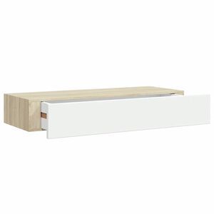 vidaXL Wall-mounted Drawer Shelf Oak and White 60x23.5x10cm MDF