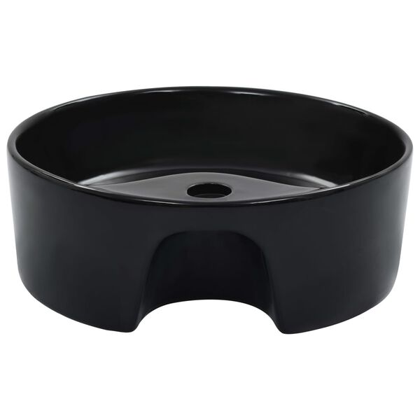 vidaXL Wash Basin with Overflow 36x13 cm Ceramic Black