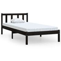 vidaXL Bed Frame Black Solid Pinewood 100x200 cm