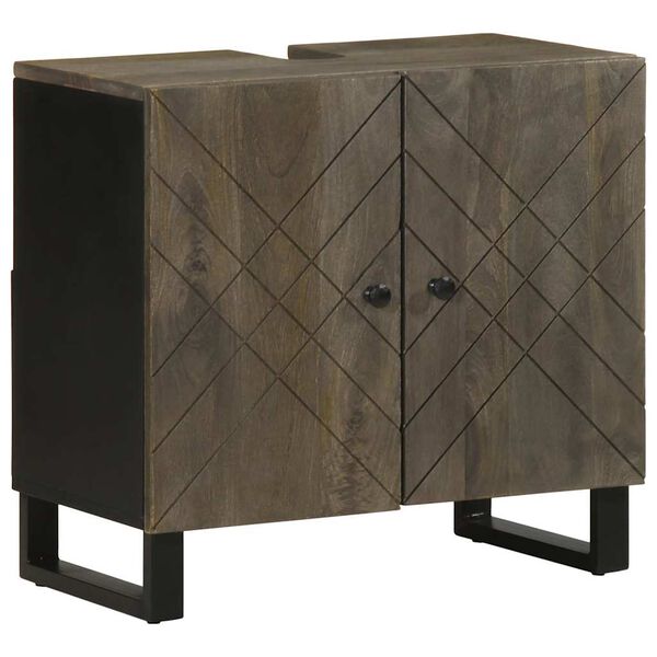 vidaXL Sink Cabinet Black 62x33x58 cm Solid Wood Mango