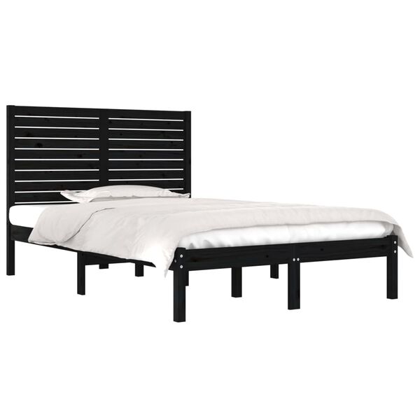vidaXL Bed Frame without Mattress Black 140x190 cm Solid Wood