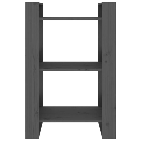 vidaXL Book Cabinet/Room Divider Grey 60x35x91 cm Solid Wood Pine