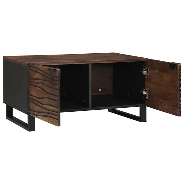 vidaXL Coffee Table Brown and Black 80 x 50 x 40 cm Solid Acacia wood