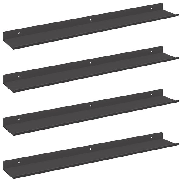 vidaXL Floating Shelf Wall-mounted 4 pcs Black 60 x 8.5 x 2.5 cm Steel