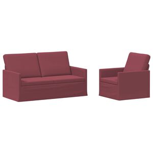 vidaXL Sofa Set 2 pcs Wine Red Fabric