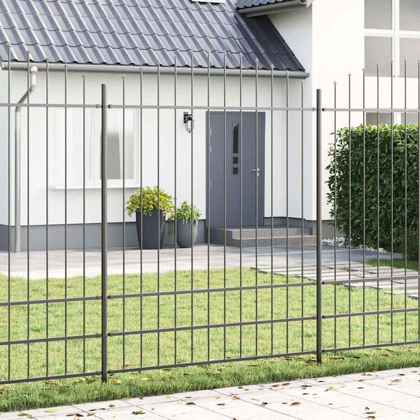 vidaXL Garden Fence Grey 170 x 225 cm Powder-Coated Steel