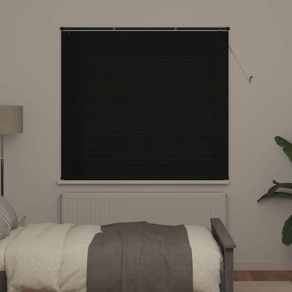 vidaXL Venetian Blind Manual Adjustable Black 150 x 130 cm PVC