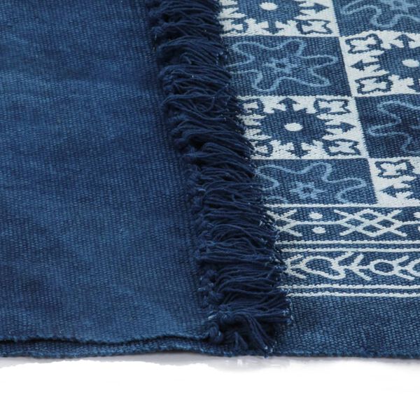 vidaXL Kilim Rug Cotton 120x180 cm with Pattern Blue