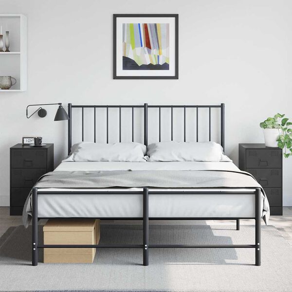 vidaXL Bedside Cabinets 2pcs Black 34.5x39x62 cm Steel