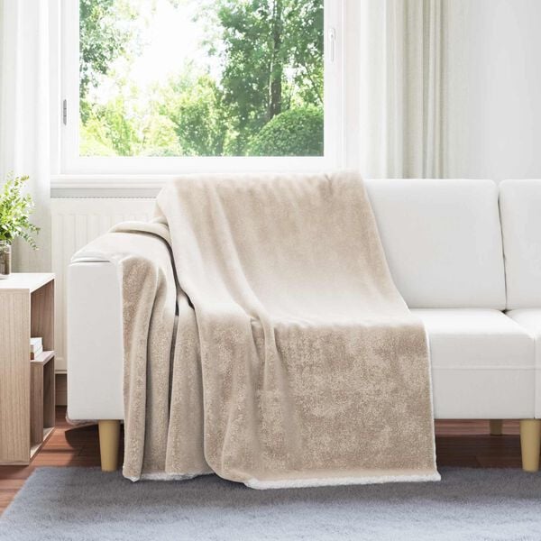 vidaXL Throw Blanket Beige 150 x 200 cm Fleece