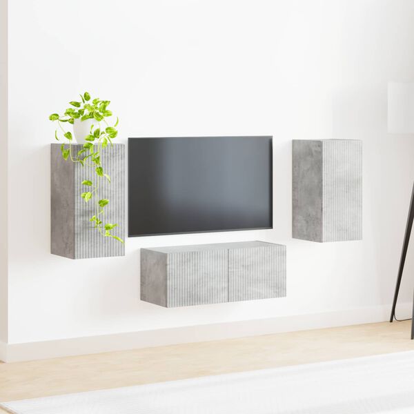 vidaXL TV Cabinet Set Wall-mounted 6 pcs Concrete Grey Engineered Wood