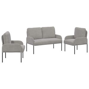 vidaXL Sofa Sets 3 pcs Light Grey 115 x 56 x 80 cm Plywood