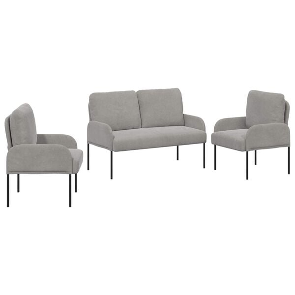 vidaXL Sofa Sets 3 pcs Light Grey 115 x 56 x 80 cm Plywood