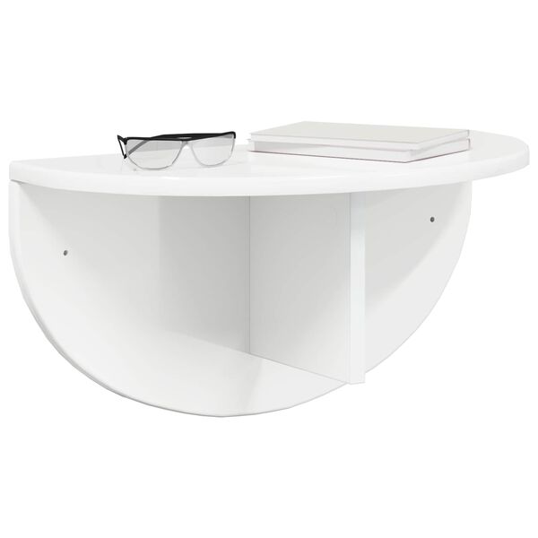 vidaXL Wall Shelf High Gloss White 48 x 24 x 24 cm Engineered Wood