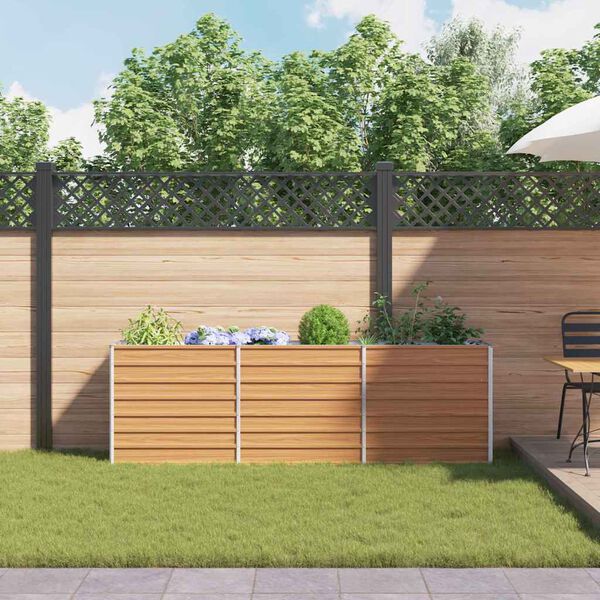 vidaXL Garden Raised Bed 240x40x77 cm Galvanized Steel Silver