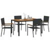 vidaXL Garden Dining Set 5 pcs Black Poly Rattan