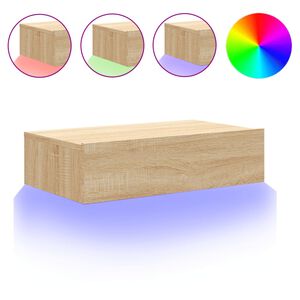 vidaXL TV Cabinet with LED Lights Sonoma Oak 60x35x15.5 cm