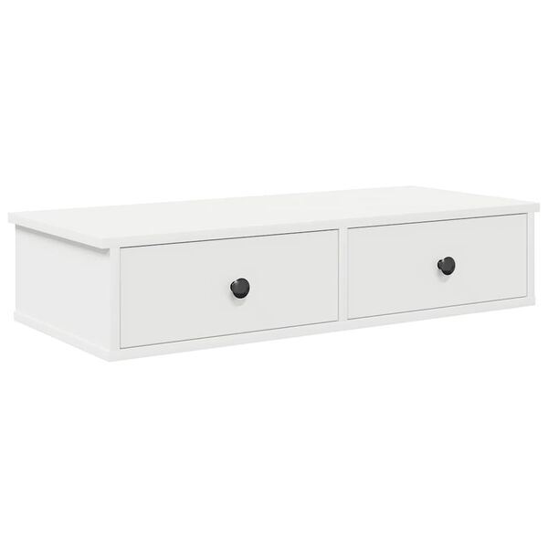 vidaXL Wall Shelf with Drawers White 80x34x17 cm Engineered Wood