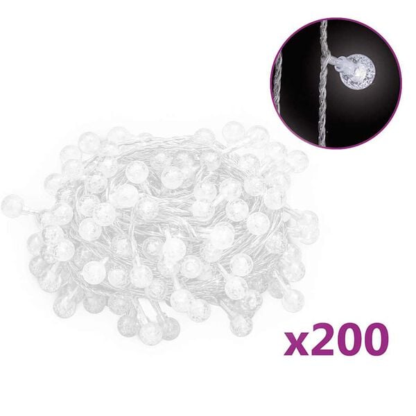 vidaXL Globe Fairy String Lights 20m 200 LED Cold White 8 Function