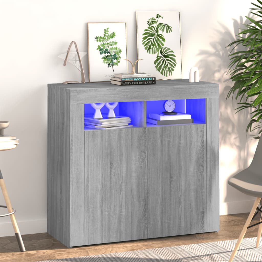 Grey high gloss sideboard cheap with led lights