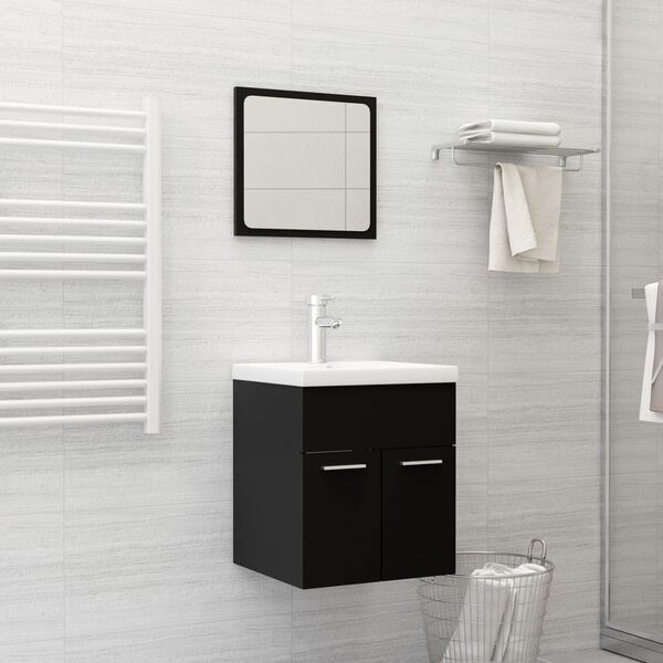 vidaXL Bathroom Furniture Set Black Engineered Wood
