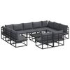 vidaXL Garden Sofa Set with Cushion 12 pcs Black Aluminium