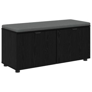 vidaXL Hall Bench with Cushion with Shelf Black Oak 100 x 38 x 46 cm