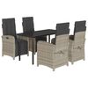 vidaXL 5 Piece Garden Dining Set with Cushions Light Grey Poly Rattan