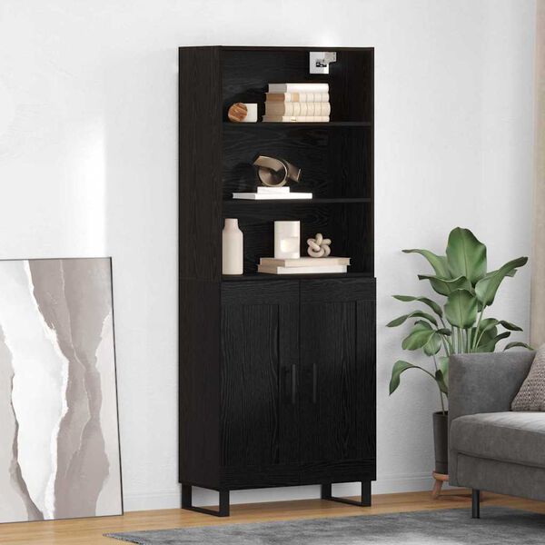 vidaXL Highboard Black Oak 69.5 x 34 x 180 cm Engineered Wood