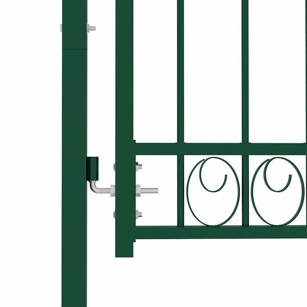 vidaXL Fence Gate with Spikes Steel 100x200 cm Green