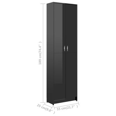 vidaXL Hallway Wardrobe High Gloss Black 55x25x189 cm Chipboard