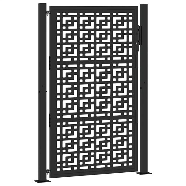 vidaXL Garden Gate Black 100x150 cm Steel Cross Design
