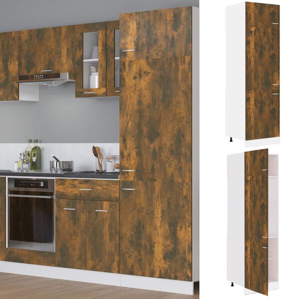 vidaXL Refrigerator Cabinet Lyon Smoked Oak 60x57x207 cm Engineered Wood