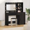 vidaXL Dressing Table with Mirror Lights 2 pcs Black Engineered Wood