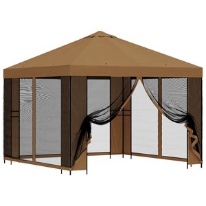vidaXL Garden Gazebo with Sidewalls 3 x 3 m Beige Polyester and Steel