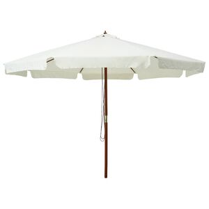 vidaXL Outdoor Parasol with Wooden Pole 330 cm Sand White