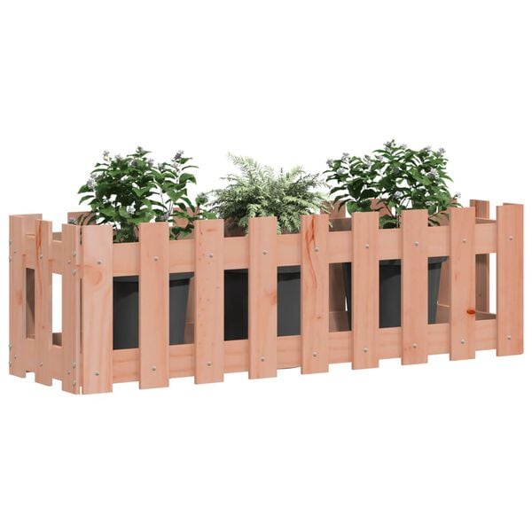 vidaXL Garden Raised Bed with Fence Design 100x30x30 cm Solid Wood Douglas