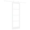 vidaXL Sliding Door White 73.5 x 211 cm Solid Pine Wood and Glass