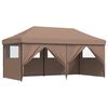 vidaXL Foldable Party Tent Pop-Up with 4 Sidewalls Brown