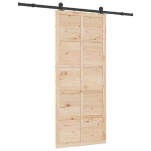vidaXL Sliding Door 90 x 208 cm Solid Pine Wood Natural