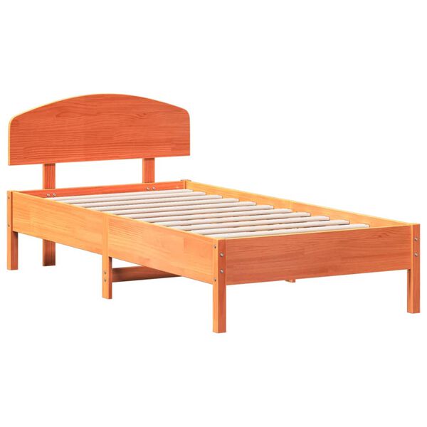 vidaXL Bed Frame without Mattress Wax Brown 90x190 cm Single Solid Wood Pine