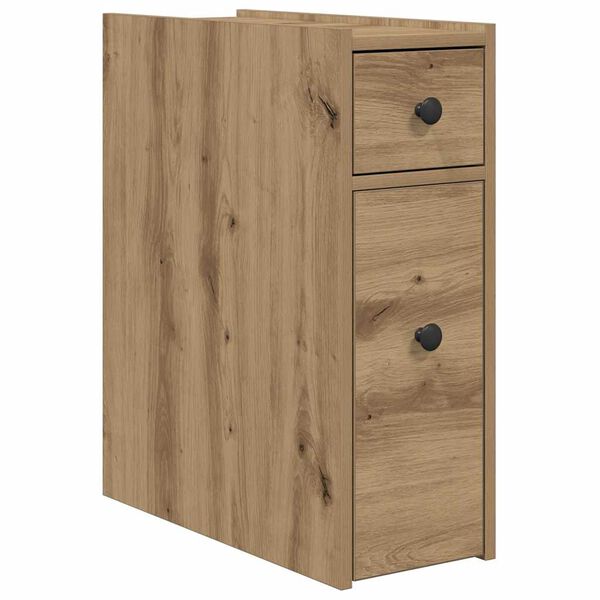 vidaXL Narrow Bathroom Cupboard with Wheels Artisian Oak Engineered Wood