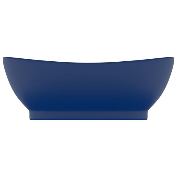 vidaXL Luxury Basin Overflow Oval Matt Dark Blue 58.5x39 cm Ceramic