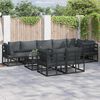 vidaXL Garden Sofa Set with Cushion 9 pcs Black Aluminium
