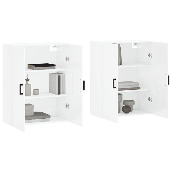 vidaXL Wall Mounted Cabinets 2 pcs High Gloss White 69.5x34x90 cm