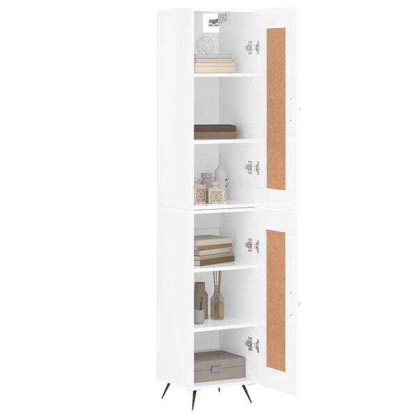 vidaXL Highboard High Gloss White 34.5x34x180 cm Engineered Wood