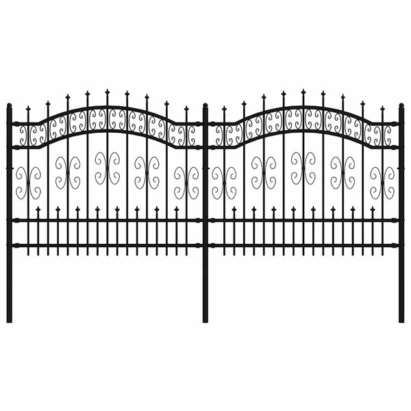 vidaXL Garden Fence Kampen with Spear Top Black 240x100 cm Steel