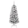 vidaXL Artificial Hinged Christmas Tree Green and White 150 cm