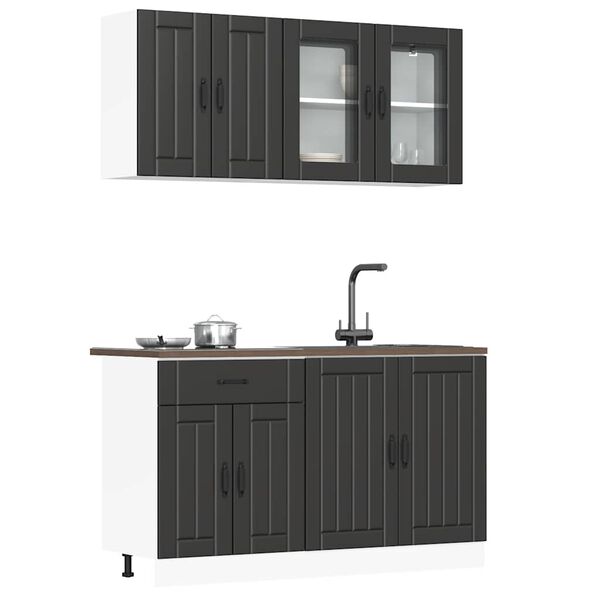 vidaXL 4 Piece Kitchen Cabinet Set Lucca Black Engineered Wood