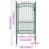 vidaXL Fence Gate with Spikes Steel 100x175 cm Green